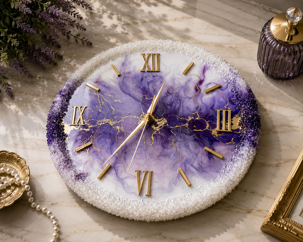 Crystal Edge Luxury Resin Wall Clock