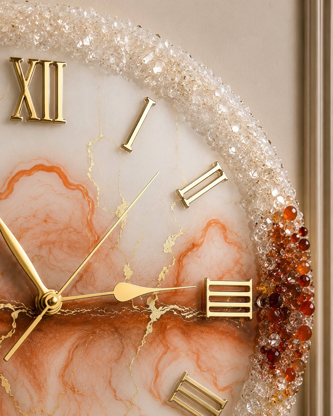 Peach Blossom Luxury Resin Art Wall Clock