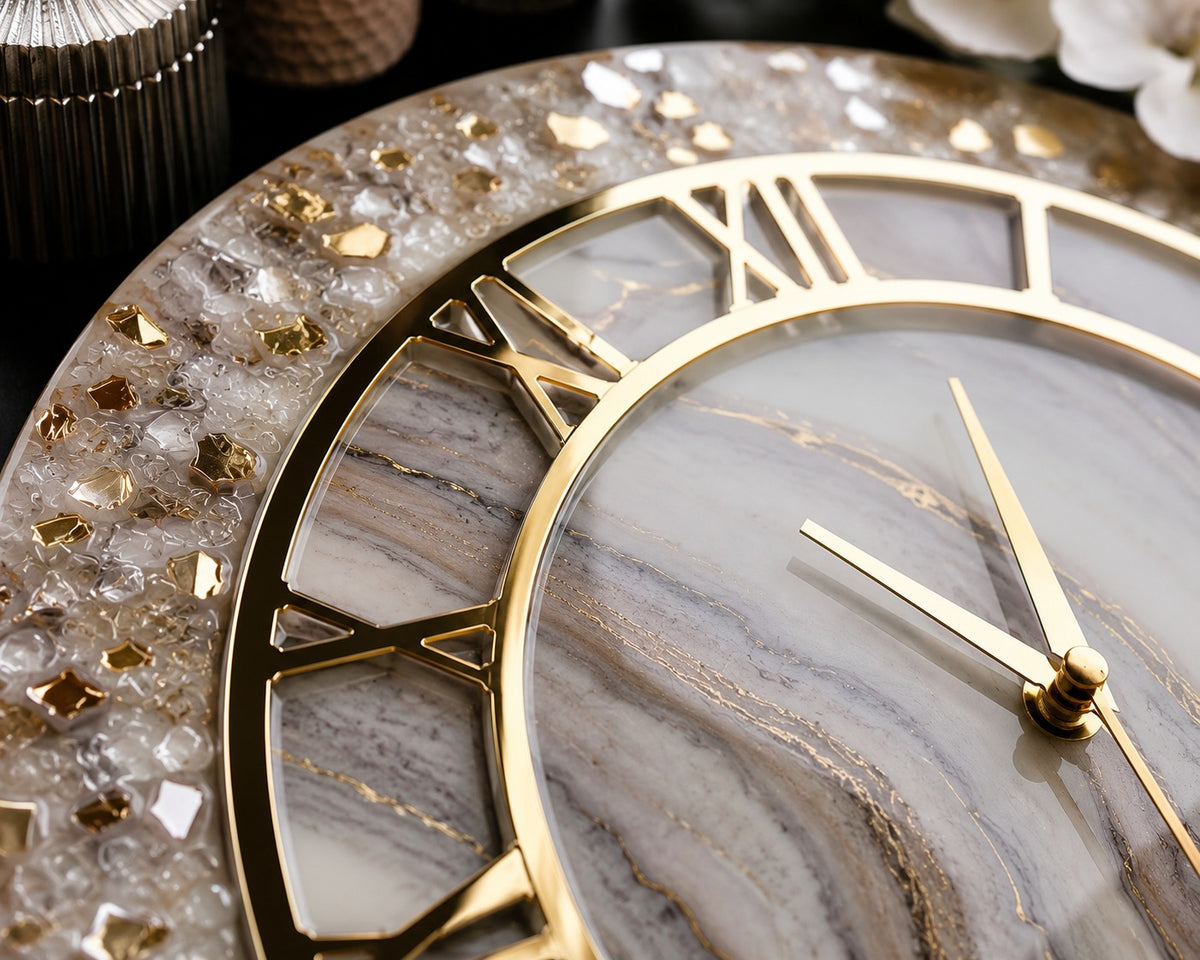 Crystal Halo Luxury Resin Art Wall Clock