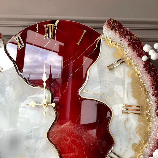 Red Velvet – Luxe Resin Wall Clock by Saaj