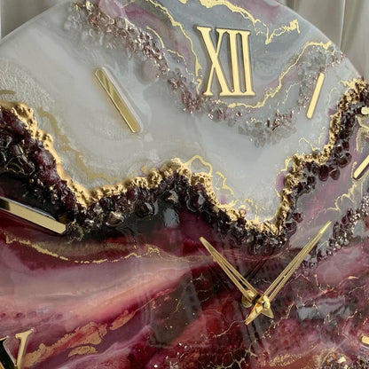 Rosé Stone Harmony – Handcrafted Resin Wall Clock