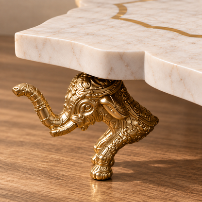 Ivory Marble Star Side Table – Brass Elephant Legs