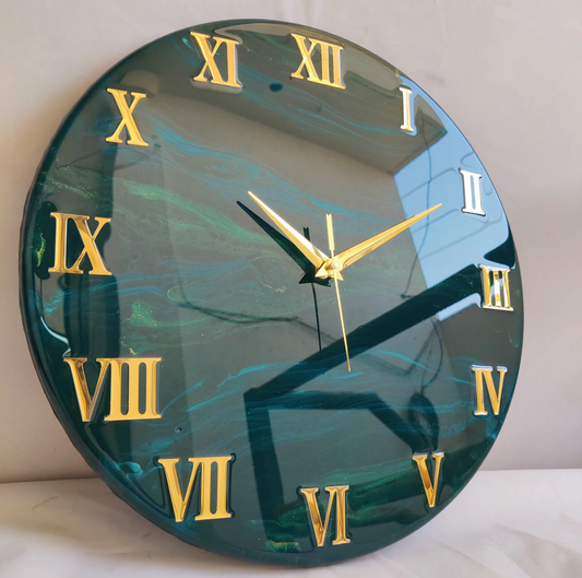 Jungle Green Luxury Resin Wall Clock