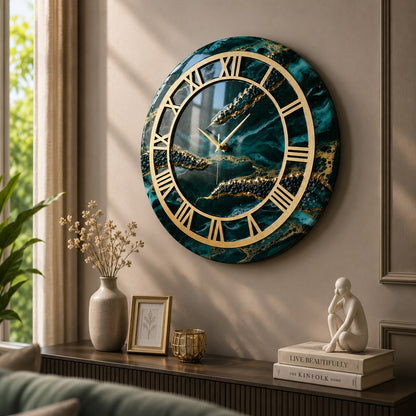 Coastal Elegance Luxury Resin Wall Clock