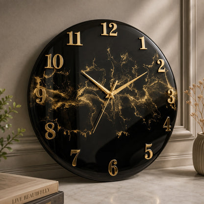 Midnight Onyx Luxury Resin Wall Clock
