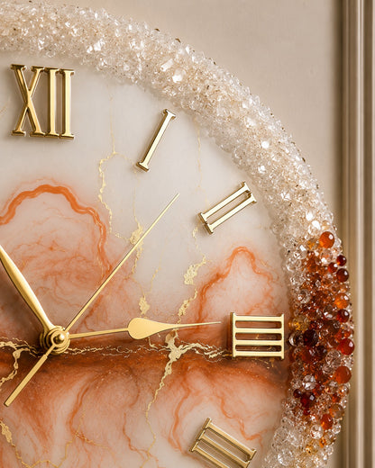 Peach Blossom Luxury Resin Art Wall Clock