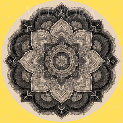 Black Mandala Mango Wood Side Table | Boho Round Accent Furniture