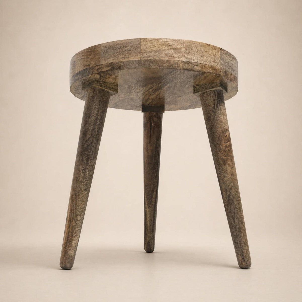 Abstract Face Mango Wood Side Table | Handmade Boho Accent Furniture