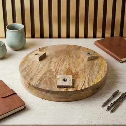 Autumn Leaf Mango Wood Side Table | Rustic Boho Accent Furniture Handmade Decor