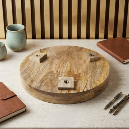Abstract Face Mango Wood Side Table | Handmade Boho Accent Furniture