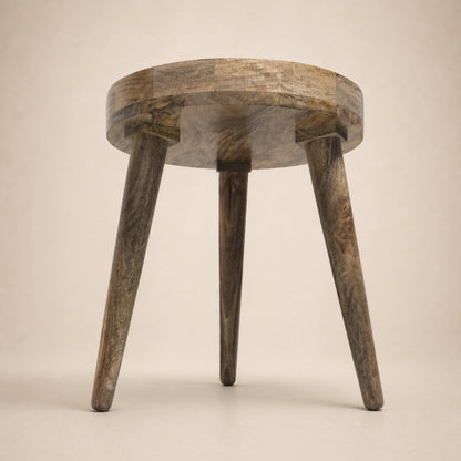 Abstract Geometric Mango Wood Side Table | Mid Century Modern Accent Furniture