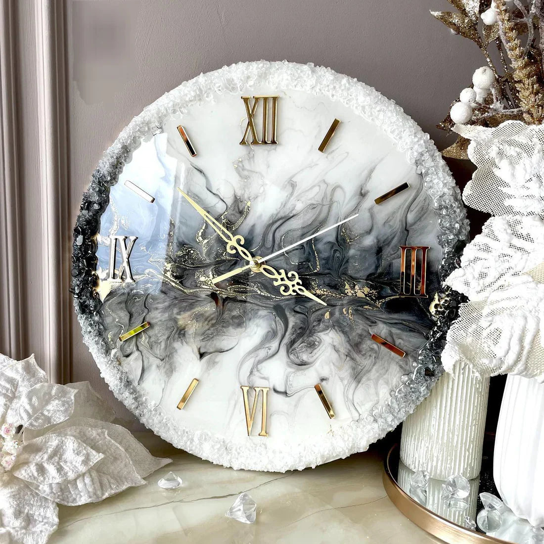 Midnight Haze – Handcrafted Resin Wall Clock